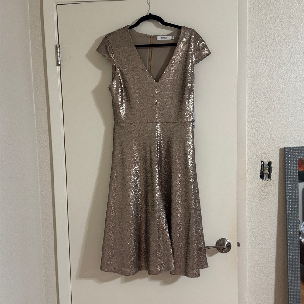 JustFab Gold Sequin Prom Dress